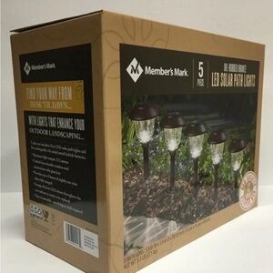 MEMBER'S MARK Oil-Rubbed Bronze LED Solar Path Lights, 5 Pack New Garden Patio